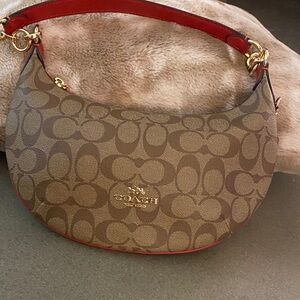 Coach Tan and Red Shoulder Bag